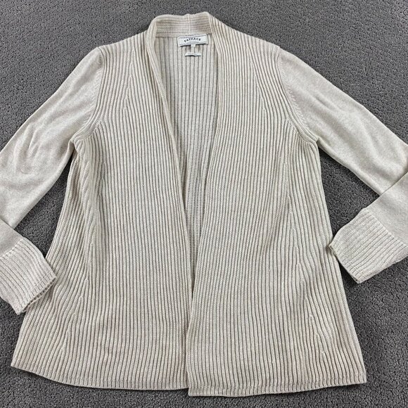 Fat Face Cardigan Sweater Women's Size 14 Ivory Open Front Ribbed - Picture 1 of 7